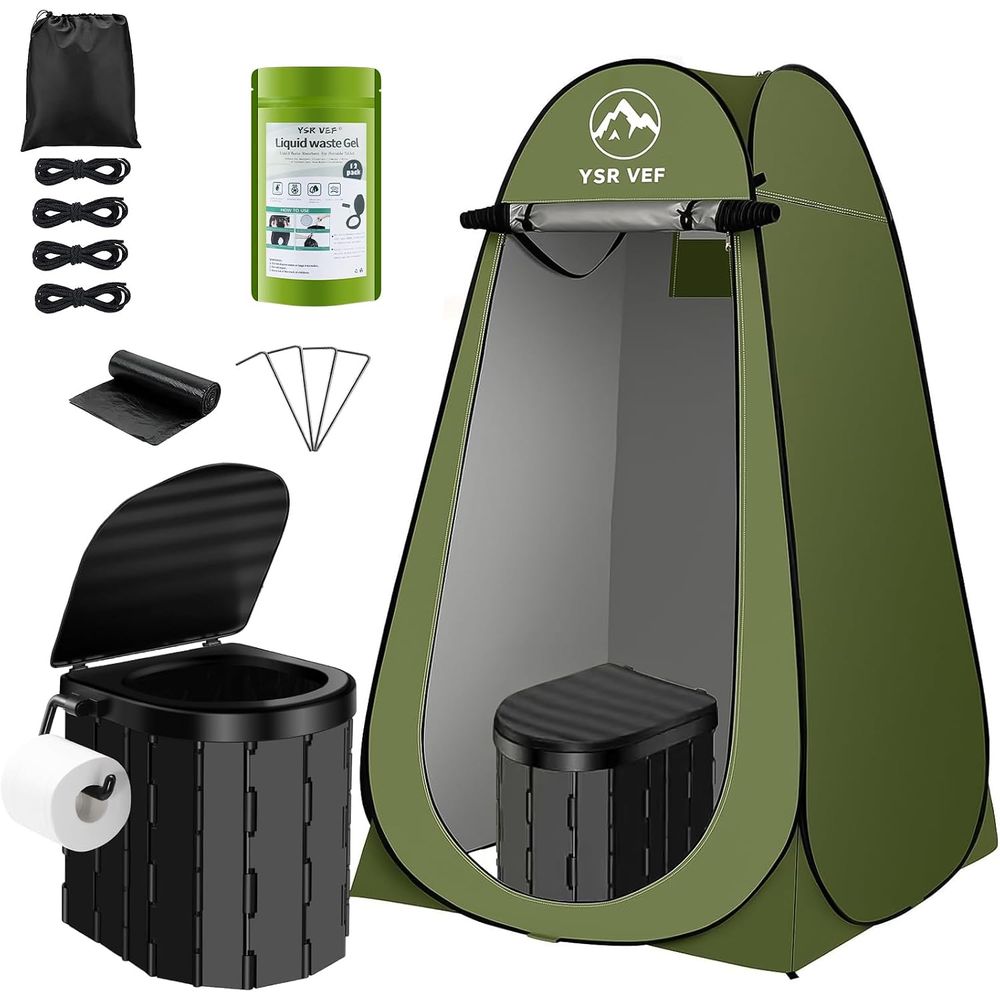 Outdoor In Camping - Tragbares Toiletten-Set, Camping-Toilette mit Pop-Up-Sichtschutzzelt und