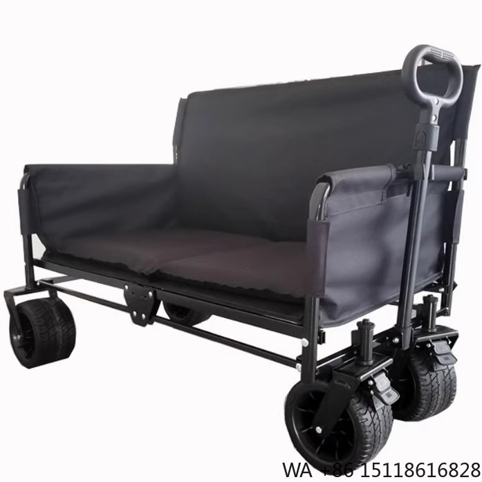 Outdoor Camping And Fishing - JXFT Multifunktionaler Vierrad-Metall-Outdoor-Klappwagen Liegestuhl-Wagen für Camping