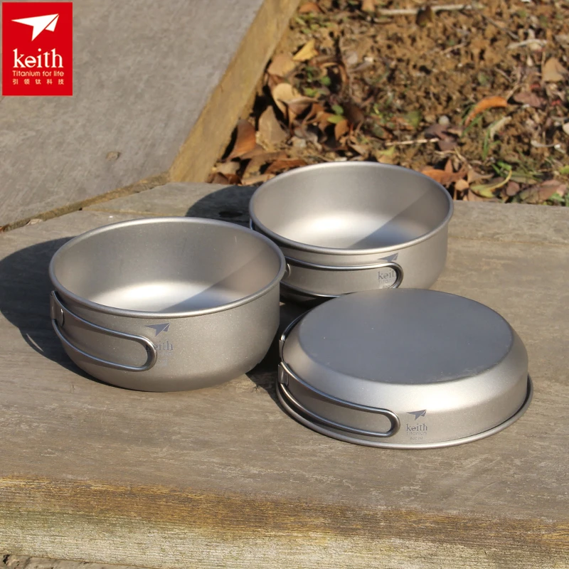 Outdoor Camping Kitchen Table - Keith 3pcs Titan Kochgeschirr Pfannen Schalen