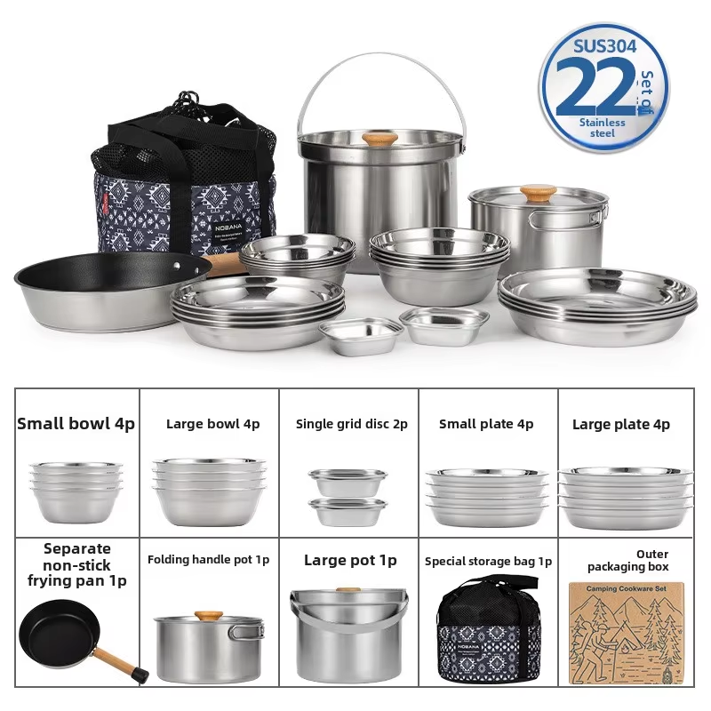 Outdoor Camping Kitchen Table - NOBANA Neueste Outdoor Edelstahl Topf Set