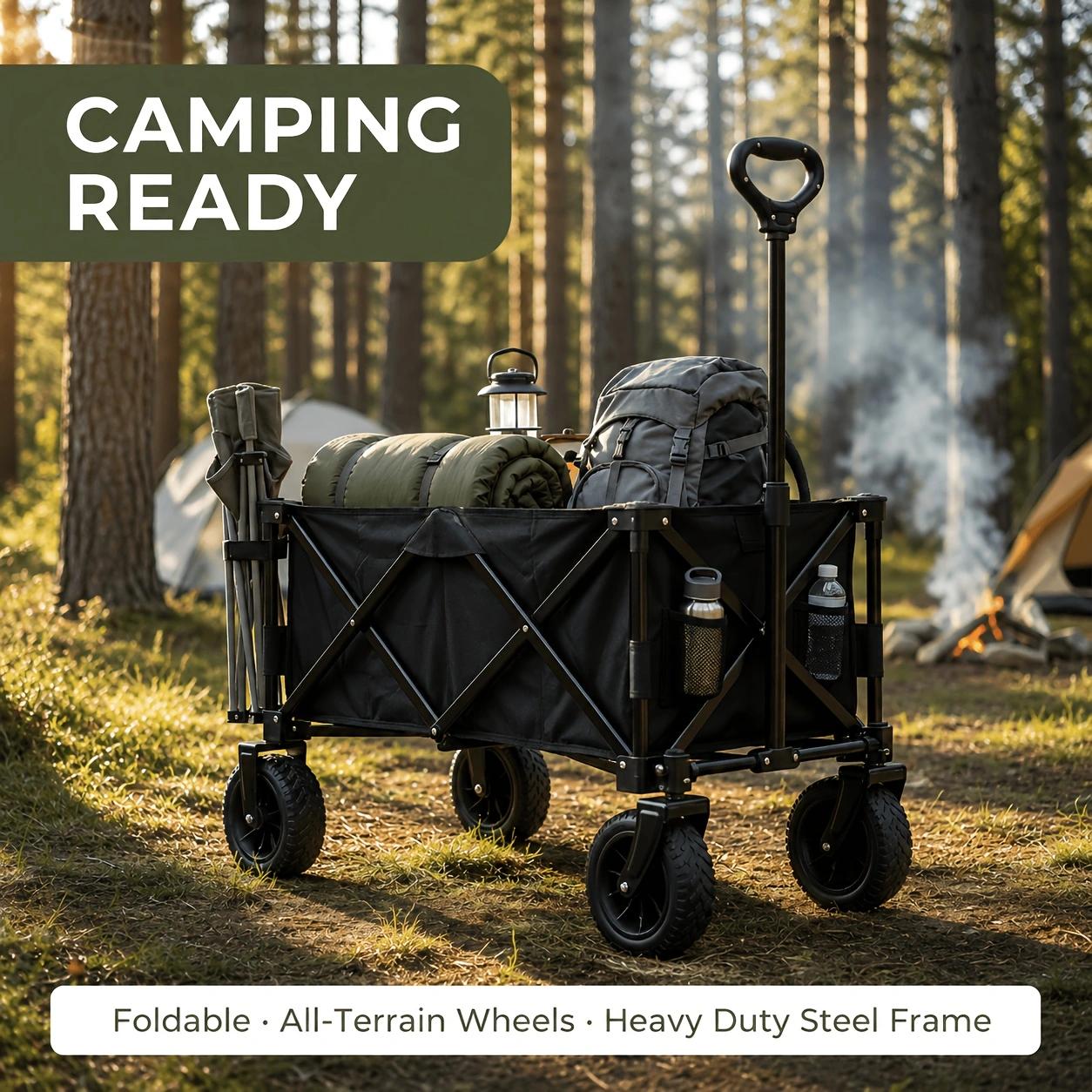 Outdoor Camping Shop - Robuster klappbarer Transportwagen, zusammenklappbarer Mehrzweckwagen, geländegängiger