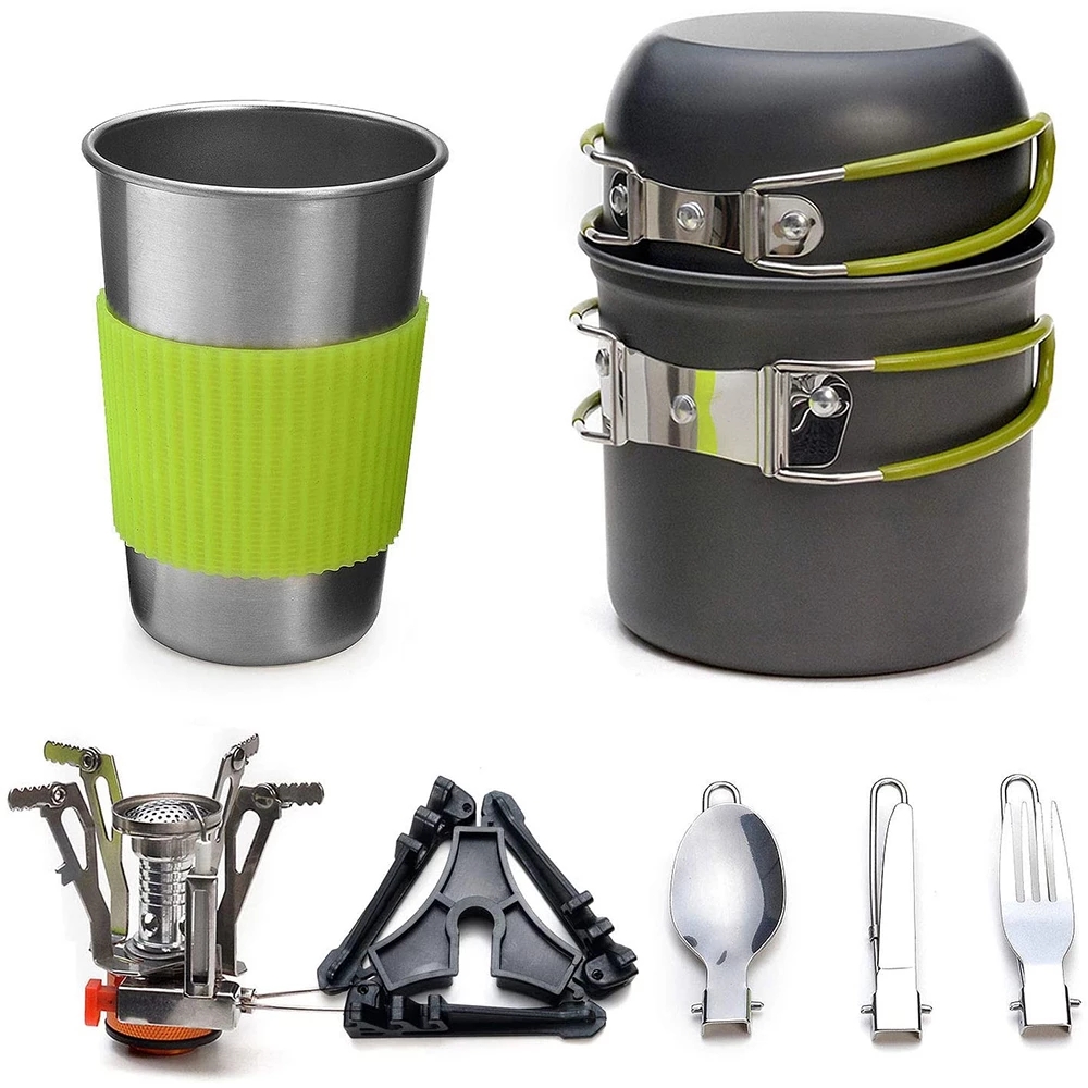 Outdoor Camping Kitchen Table - Camping-Kochgeschirr-Set mit Herd, Outdoor-Kochset, Outdoor-Topf, Reisen,