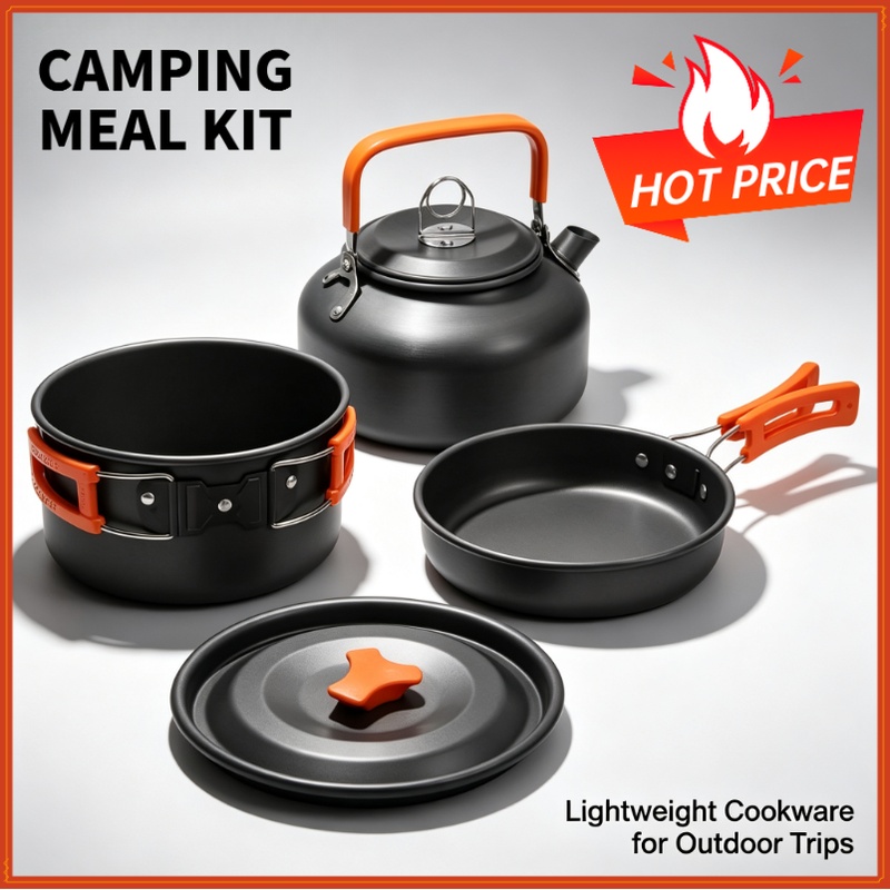Outdoor Camping Kitchen Table - Camping-Kochset, Camping-Kochgeschirr, Reisegeschirr, Outdoor-Picknick-Set, Teekanne für